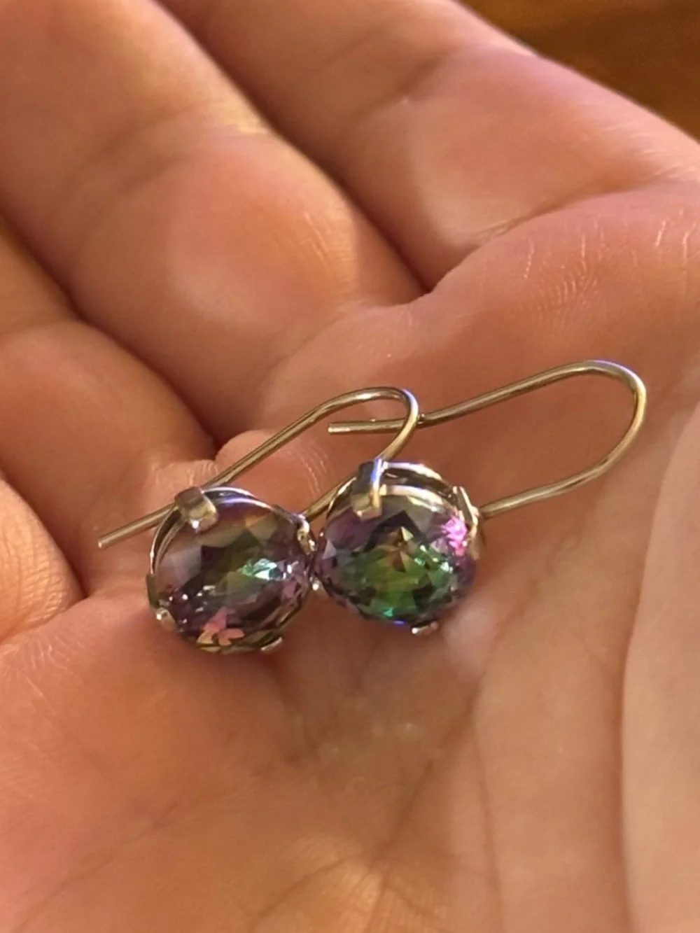 Mystic Topaz Sterling Round Drop Earrings - Picture 9 of 15